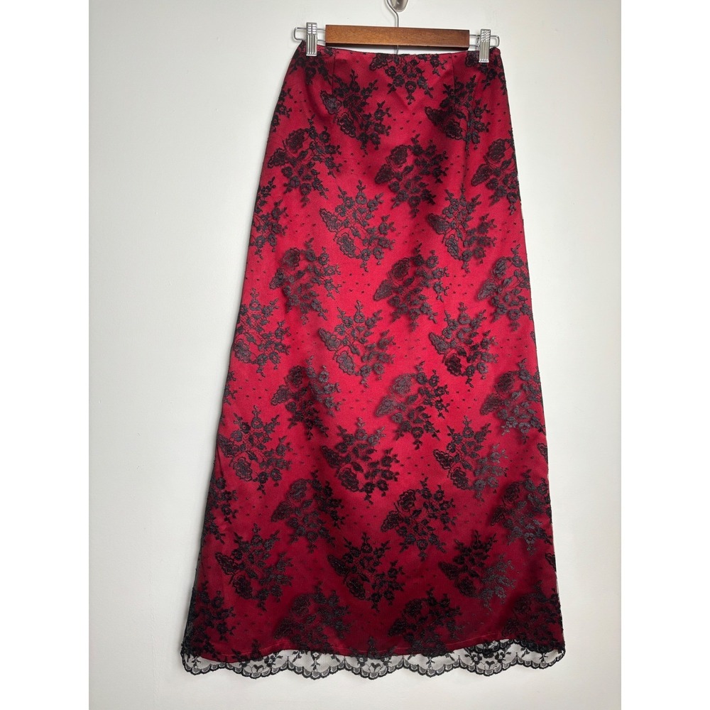 Renee DuMarr‎ Vintage Whimsigoth Maxi Skirt 4 Dark Romantic Sheer Lace Vamp